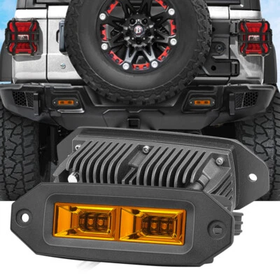 2x 7inch Amber Flush Mount LED Work Light Bar Pods Fog Offroad Driving Flood SUV - Image 1 of 4