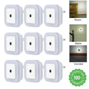 3/6/12 Pcs Wall Plug-in LED Night Lights Lamp Dusk to Dawn Sensor Soft White New - Picture 1 of 13