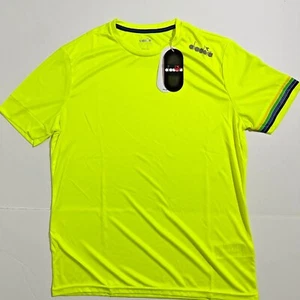 Diadora New T-Shirt Yellow Casual Italy Fashion Ultra Soccer Running Sport LM XL - Picture 1 of 8