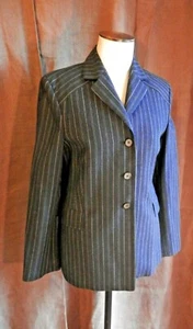 ALBERTA FERRETTI Philosophy Veste blazer GRIS rayures 100 % LAINE T 40 TBE - Picture 1 of 8