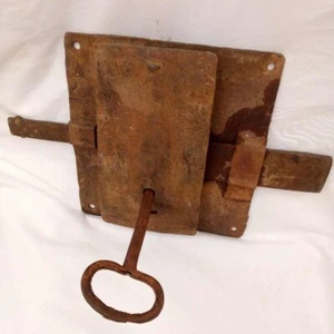 Antikes Riegel Türschloss Schmiedeeisen Handarbeit Schmiede handgeschmiedet groß XXL - Bild 1 von 23