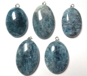 GJ69 GJA XL EDELSTEIN ANHÄNGER AQUAMARIN BERYLL OVAL EDELSTAHL +KETTE / LEDER! - Bild 1 von 12