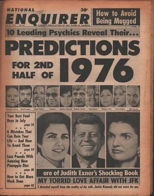 National Enquire- 7/6/76 - 1976 Predictions - JFK, Jackie, Judith Exner's Book - Image 1 of 2