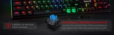 Redragon K580 VATA RGB LED Backlit Mechanical Gaming Keyboard, Macro Keys - Image 1 of 4