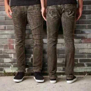 Pantalones de mezclilla Rock Revival para hombre Sohan negros ajustados elásticos para moto talla 30x34 totalmente nuevos - Imagen 1 de 9