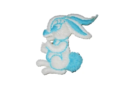 Vintage 70's Bunny Rabbit Easter Patch 1.75" inch White & Blue - Image 1 of 3