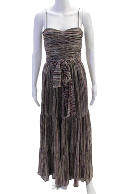 Rebecca Vallance Womens Maxi Striped Black Dress Bohemian Tie Waist Size 2 - Image 1 of 4