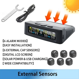 6-Wheel TPMS Wireless Tire Pressure Monitor for RVs Trucks with External Sensors - Picture 1 of 9