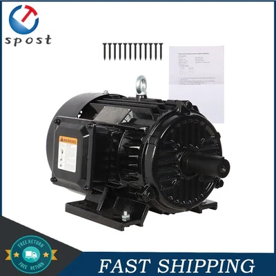 5HP 3 Phase Electric Motor 1800 RPM 184T Frame TEFC 230/460 Volt Severe Duty New - Image 1 of 4