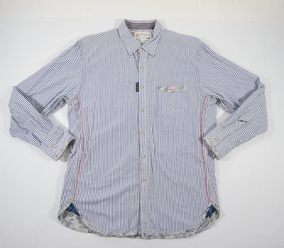 Robert Graham Shirt Mens Large Blue Button Up Long Sleeve Striped Paisley Lined - Image 1 of 4