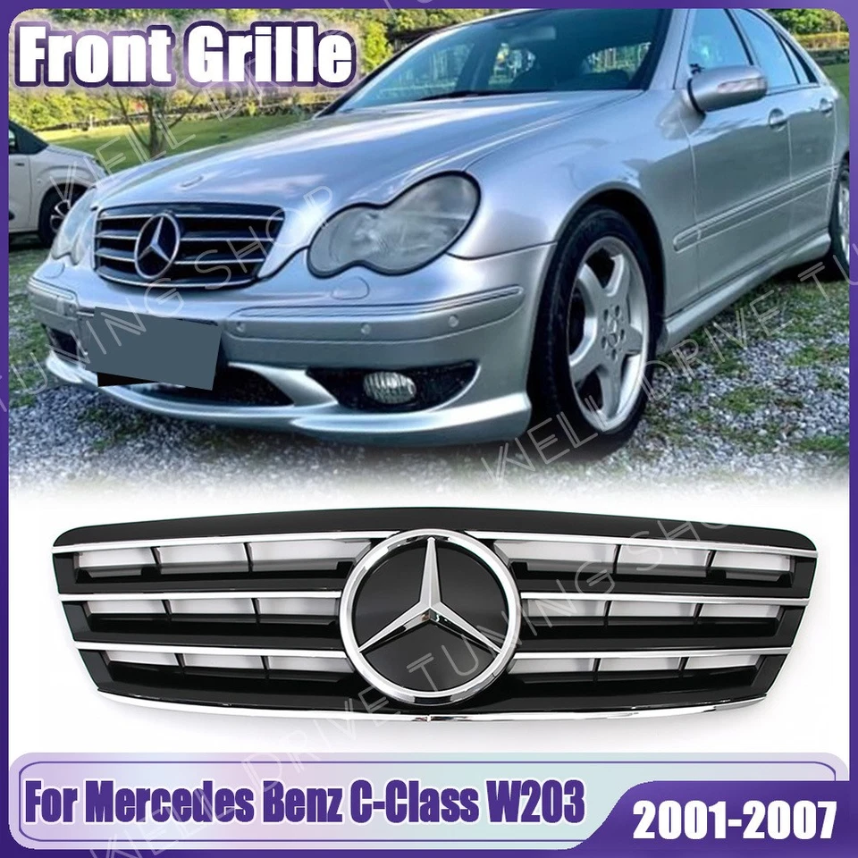 Chrome Front Grille W/Star For Mercedes Benz W203 01-07 C200 C230 C240 C280 C320 - Image 1 of 4
