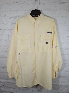 Columbia PFG Super Bonehead Fishing Shirt Mens Size Large Vented Outdoors Yellow - Picture 1 of 19