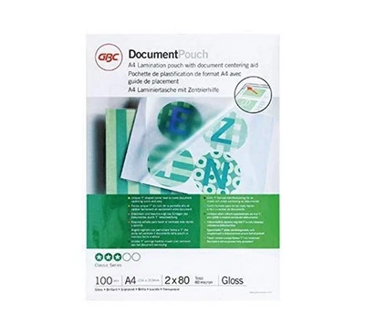 GBC IB585036 A4 2x80 Micron Gloss Laminating Pouches, Pack of 100 - Image 1 of 4