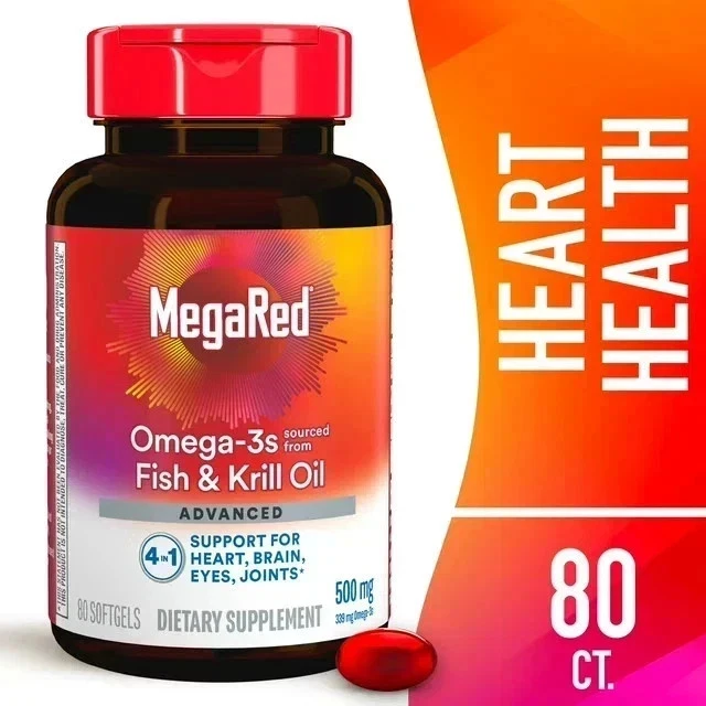 MegaRed Advanced "4 en 1" Omega-3 Pescado y Krill Vainilla 500 mg (80 Ct) Exp 2/27 Foto 1 de 1