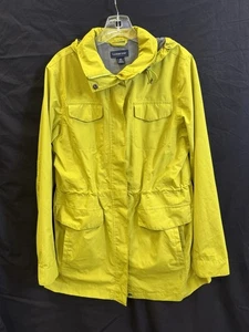 Lands End Women’s Pea Green Rain Coat Windbreaker Button Zip Front Size M 10-12 - Picture 1 of 9