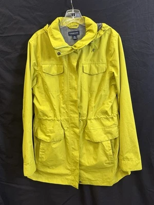 Lands End Women’s Pea Green Rain Coat Windbreaker Button Zip Front Size M 10-12 - Image 1 of 4