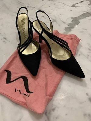 Sandálias de noite NINA Jaffa-LS brilho preto com facetas pretas joias 9M - Imagem 1 de 4