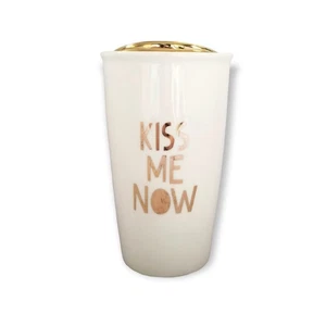 Kiss Me Now Love Keramiktasse Tasse mit Deckel - Neu - Bild 1 von 6