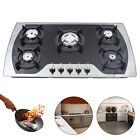 35.4" LPG/NG Gas COOKTOP, 5 Burner Stove Built-in Hob Cooker Top Tempered Glass
