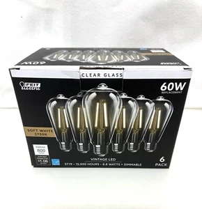 GE Vintage Style 60W, EQ ST19 Amber Dimmable Edison Style Bulb 6 Pack - Picture 1 of 9
