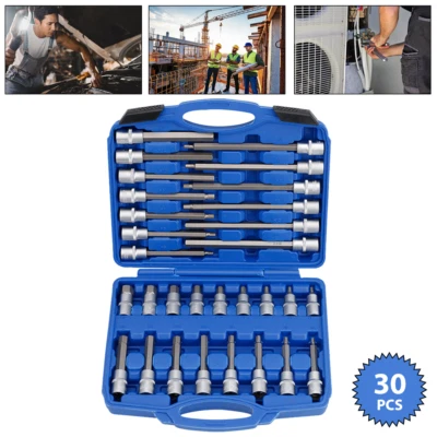 30Tlg INNENSECHSKANT STECKSCHLÜSSEL SATZ 1/2 SECHSKANT NÜSSE FÜR INBUS SCHRAUBEN - Bild 1 von 4