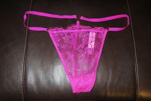 XS ❤️Victoria's Secret Lace G V-STRING PINK-Gold NWT❤️ PANTIES THONG SHEER LIGHT - Picture 1 of 3