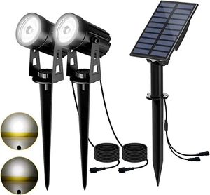 2er LED Solar Strahler Solar-Leuchte Solarspot Garten Leuchte Spot Weiß - Bild 1 von 13