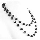 Certified Natural Black Diamond Faceted Beads 5mm 24" Long Wire Necklace Silver
