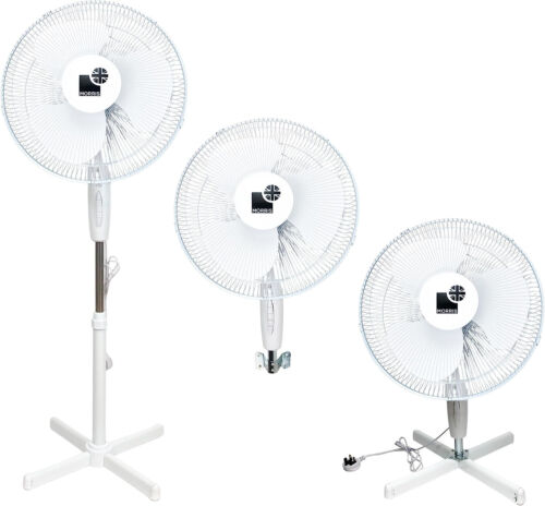 3 in 1 Fan 16'' Pedestal Desk and Wall 3 Speed Floor Standing White Fan Cool Air