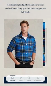 AUTHENTIFIZIERTES kariertes Twill-Arbeitshemd klassischer Passform Polo Ralph Lauren - Bild 1 von 8