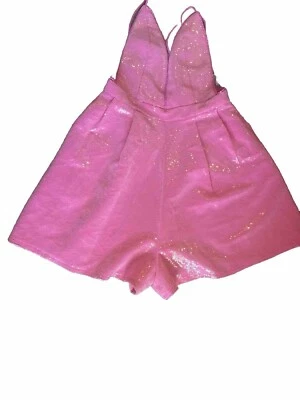 Moda Nova Para Mujer Mameluco Lentejuelas Brillo y Brillo Rosa XS Informal Raro Foto 1 de 4