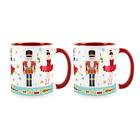 Purely Home Christmas Nutcracker & Ballerina Ceramic Red Mugs - 2 Pack
