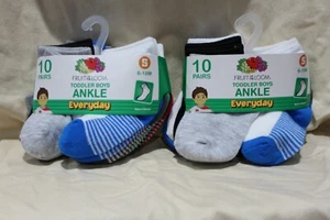 Toddler Fruit of the Loom Boys Ankle Socks 20-Pair Fits Shoe Size 1.5-4 - Picture 1 of 5