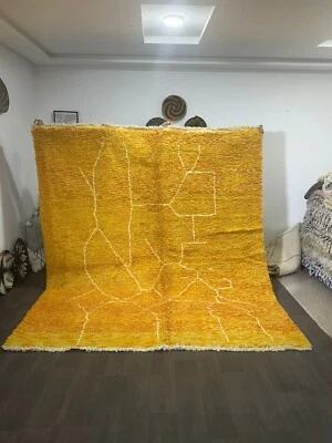 Alfombra hecha a mano peluda beni ourain - alfombra naranja - alfombra beni ourain - alfombra marroquí Foto 1 de 4