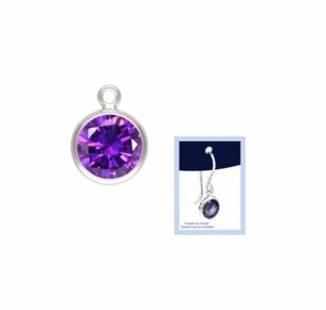 1pc 925 Sterling Silver 6mm Double Sided Amethyst CZ Drop Charm #5728-2 - Picture 1 of 1