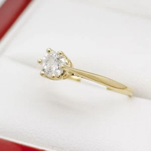 Vintage Yellow Gold Solitaire Diamond Engagement Ring - Picture 1 of 12