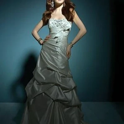 $1599 💕 ALFRED ANGELO SAPPHIRE COUTURE #829 SZ 0 ALMOND SATIN WEDDING DRESS NEW - Image 1 of 4