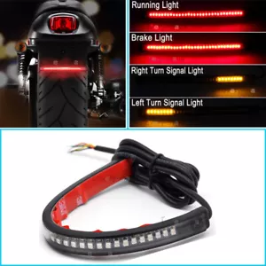Universal 48 LED 12V Flexible Motorcycle Tail Brake Stop Turn Signal Light Strip - Picture 1 of 8