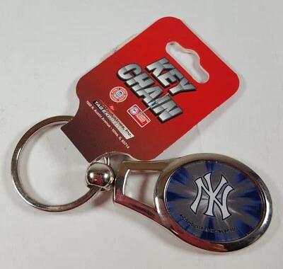 2012 MLB New York NY Yankees Oval Keychain Blue Silver Licensed Baseball NWT - Image 1 of 4