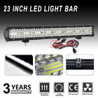 23inch Led Light Bar Tri-row Flood Spot Work Driving Offroad Suv 4x4 4wd & Wire