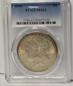 1890 1 $ Morgan Silber Dollar Münze PCGS MS63, leichte Tönung - Bild 1 von 6