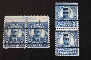 4 - 1925 US Scott #557 - 5 Cent New York, NY Precancels - Used/NG/LH/F-VF. b - Picture 1 of 2