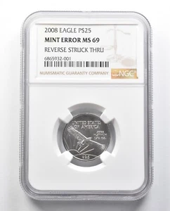 MS69 2008 $25 American Platinum Eagle Mint Error Rev Struck Thru NGC *2420 - Picture 1 of 3