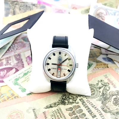 🏆 Rare Slava Olympics 1980 Moscow USSR Soviet Wristwatch Wrist Watch 2428🥇 - Image 1 of 4
