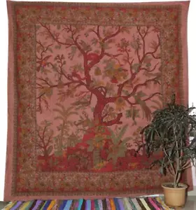 Tree Of Life Cotton Printed Queen Size Bed Sheet/Bed Spread Wall Hanging - Picture 1 of 2