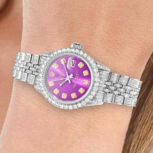 Rolex Datejust 26mm Diamond Pave Jubilee Band Diamond Bezel Purple Watch - Picture 1 of 6