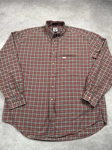 Vintage Faconnable Hemd Herren XL rot grün kariert Knopfkragen Langarm Made USA - Bild 1 von 17