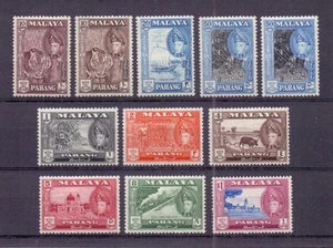 MALAYA - PAHANG 1957-63 1c - $1 INC. TONOS BOTTH 10c (11) MH CAT £36 - Imagen 1 de 2