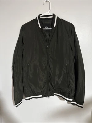 A|X Armani Exchange Men's Solid Unpadded Nylon Bomber Jacket Green Size S - Image 1 of 4