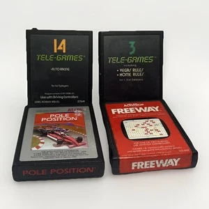 Atari 2600 Lot (4) Pole Position Freeway Tele-Games Auto Vegas Regeln ungetestet - Bild 1 von 5